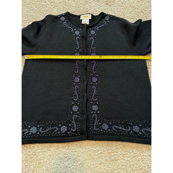 Talbots Petites Beaded Snap Cardigan Sweater Silk Cashmere Blend Size M Vintage - Picture 3 of 7